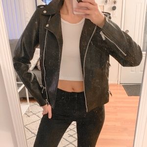 Black Faux-Leather Jacket - Size Small